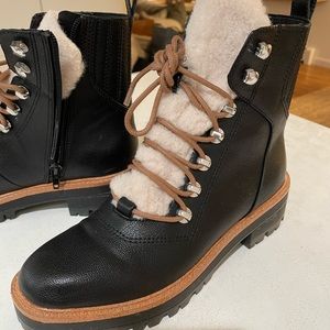 NIB NINE WEST COMBAT BOOTS WITH FAUX FUR LINING